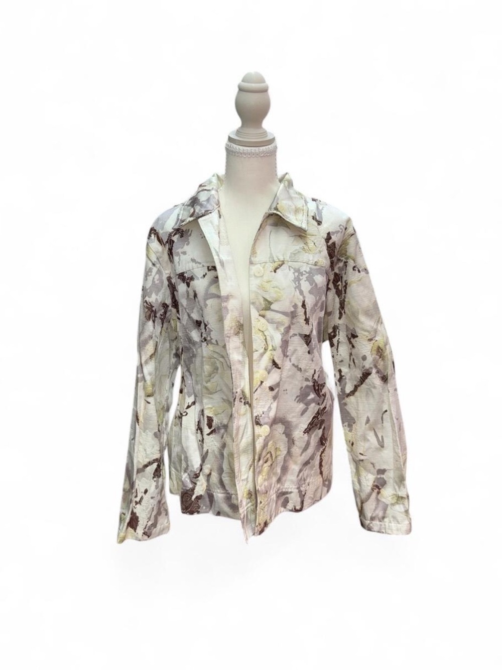 ERIN by Erin Fetherston Pale Yellow & Taupe Floral Print Jacket
